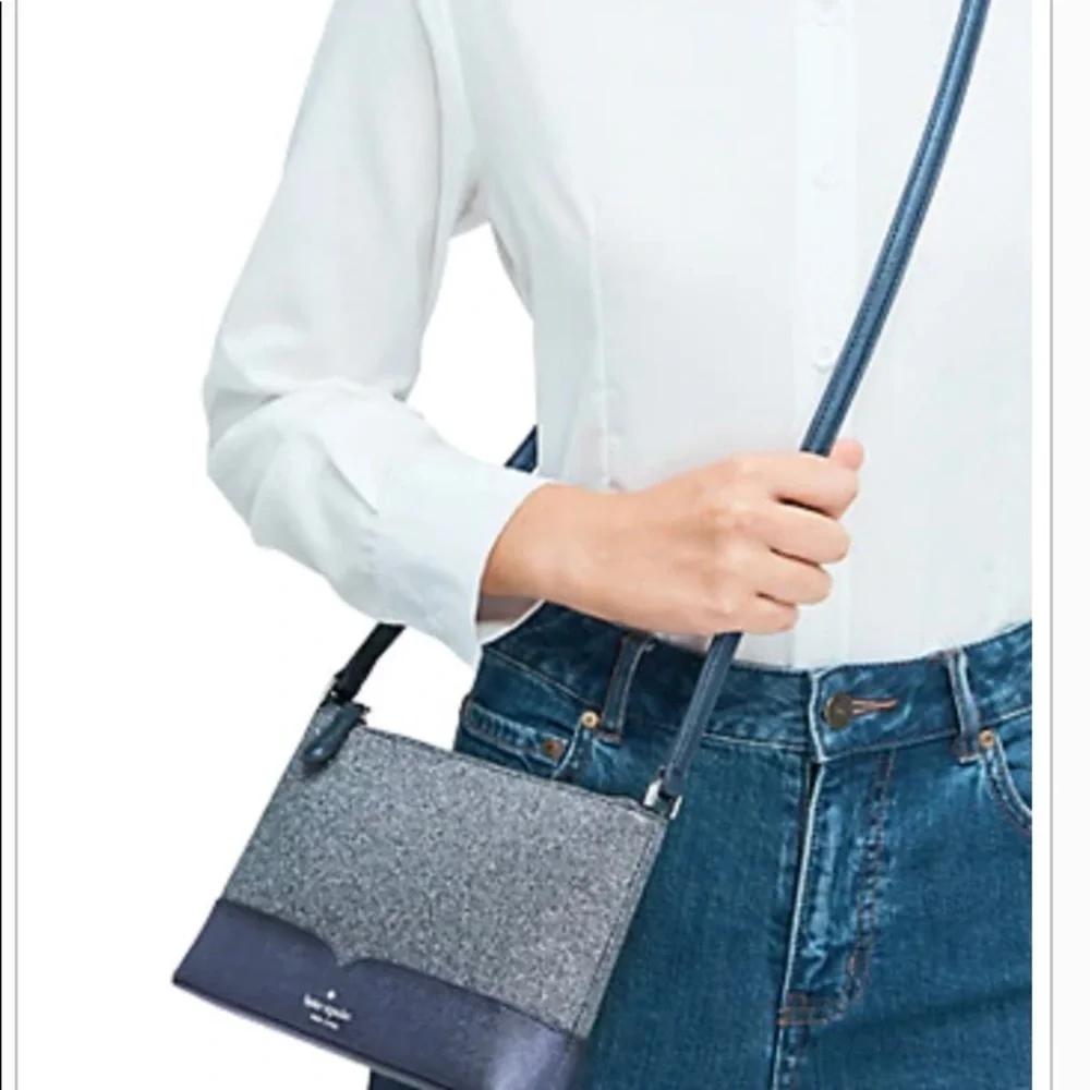 NWOT Kate Spade Lola Glitter Dusk Navy Small Crossbody Bag Plus Bonus Wa…​​​​​